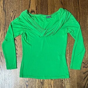 Gianni Versace Couture Vibrant Green Long Sleeve Stretchy Top Made in Italy.